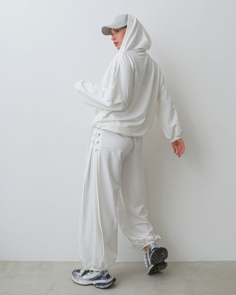 Костюм жіночий oversize білий великого розміру кофта та штани 2349 фото