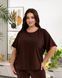 Костюм жіночий oversize шоколадний великого розміру футболка та штани 2968 фото 3
