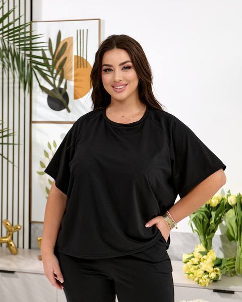 Костюм жіночий oversize чорний великого розміру футболка та штани 2969 фото