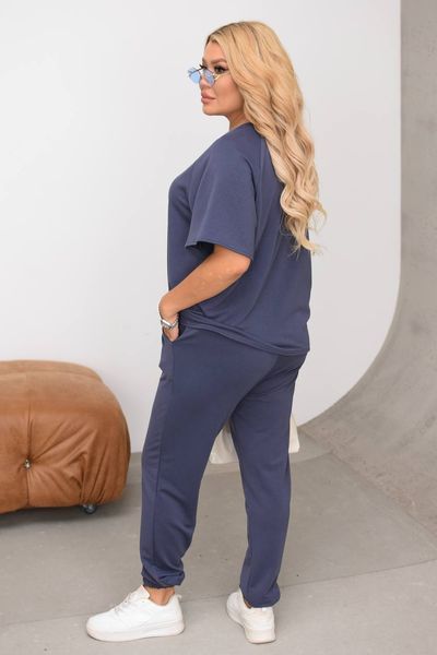 Костюм жіночий oversize графітовий великого розміру футболка та штани 2970 фото
