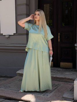Жіночий костюм літній з блузою та спідницею великого розміру 2932 фото