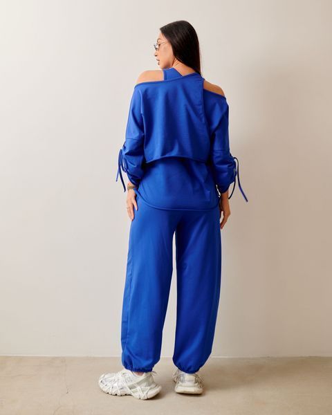 Костюм жіночий oversize синій великого розміру кофта та штани 2315 фото